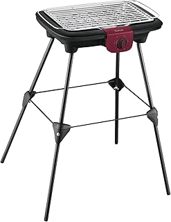 Tefal BG90F5 Easygrill Adjust Elektro-Standgrill (2300 Watt, 720 cm² Grillfläche) schwarz/Burgunderrot