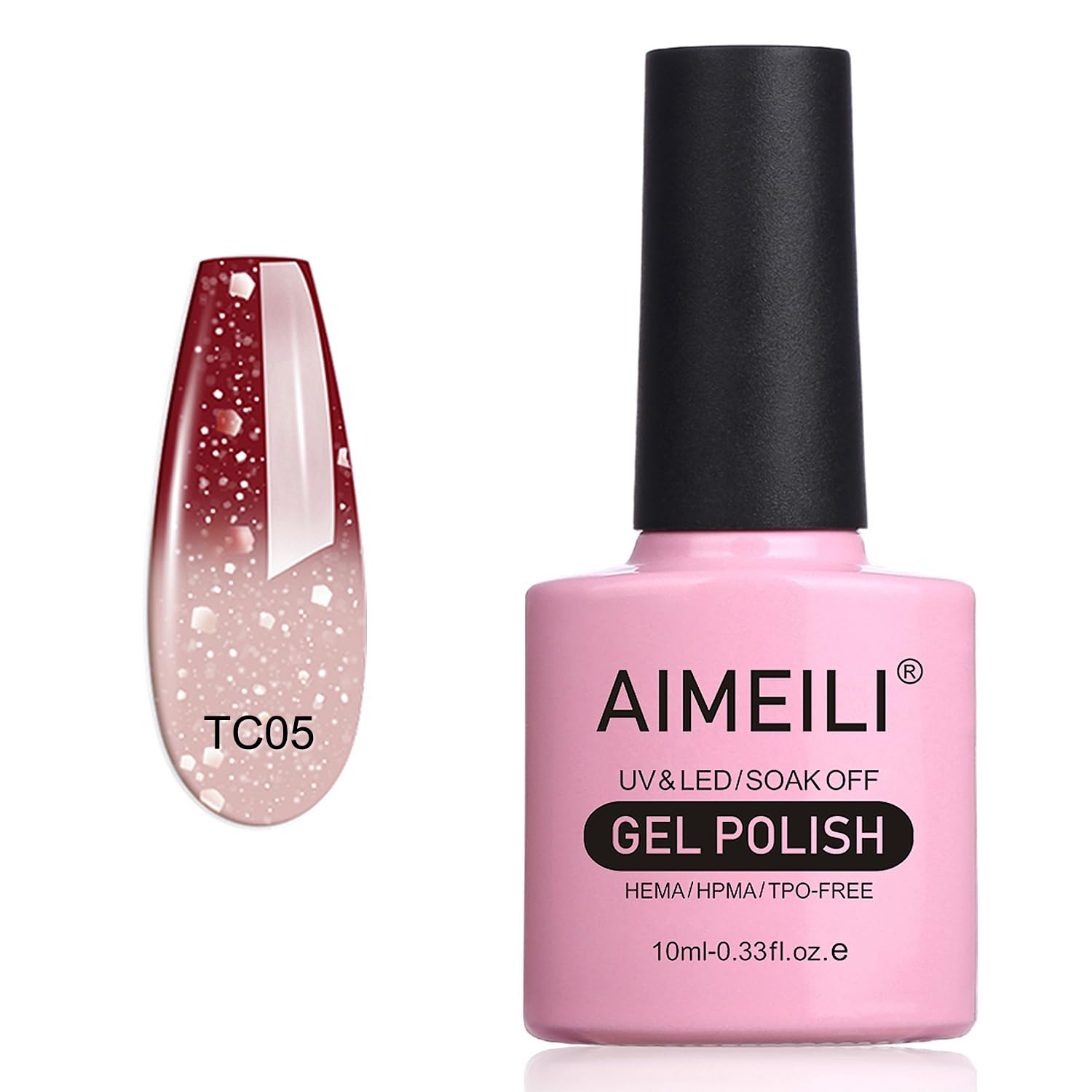AIMEILI Soak Off UV LED Temperature Colour Changing Chameleon Gel Nail Polish Glitter - Chocolate Spark (TC05) 10ml — image 1