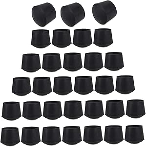 32 PCS 7/8 inch Round Chair Leg Tips Caps, CBTONE Anti-Slip Black Rubber Table Feet Covers Chair Leg Protectors
