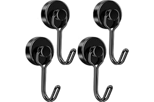 FINDMAG 40LB Magnetic Hooks, Heavy Duty Neodymium Magnet Hooks, Strong Metal Hooks for Hanging in Kitchen, Office, Cruise Cabins, Garage, Warehouse, Black, 4 Pack
