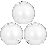 Handblown Clear Glass Globe Shade &ndash; 1.65" Fitter Opening &ndash; Replacement Lamp Shade for Pendant Lights, Chandeliers, Wall Sconces, Vanity &amp; Ceiling Fixtures (3 Pack)