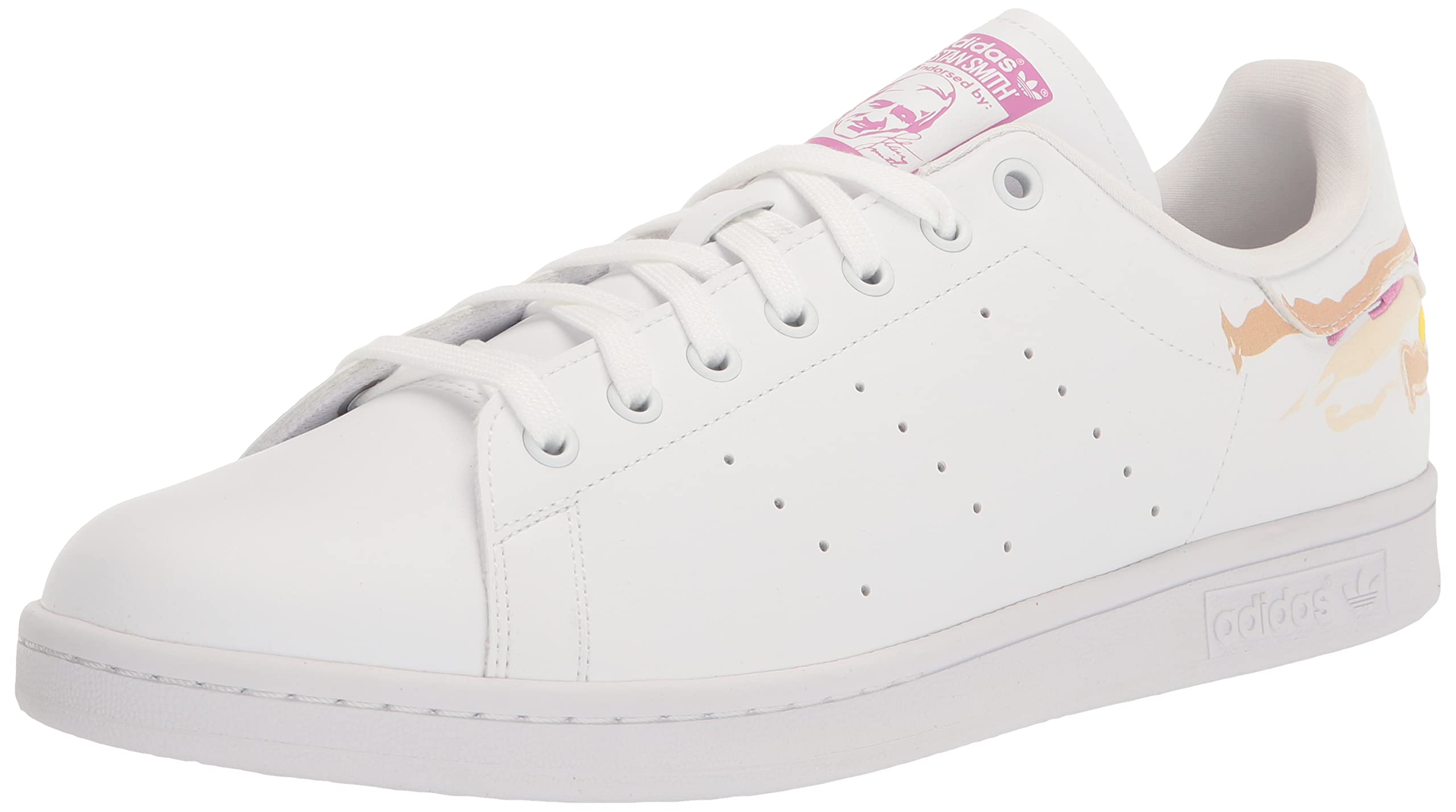 adidas Originals Women’s Stan Smith Sneaker, White/Pulse Lilac/Silver Metallic, 10
