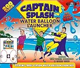 Water Balloon Launcher 200 Yards by Captain Splash, 3 Person Slingshot Cannon Catapult, 150 FREE Water Balloons & Carry Case Included. (Red, Extra Strong Latex Sling) 2019 Edition. Outdoor Games