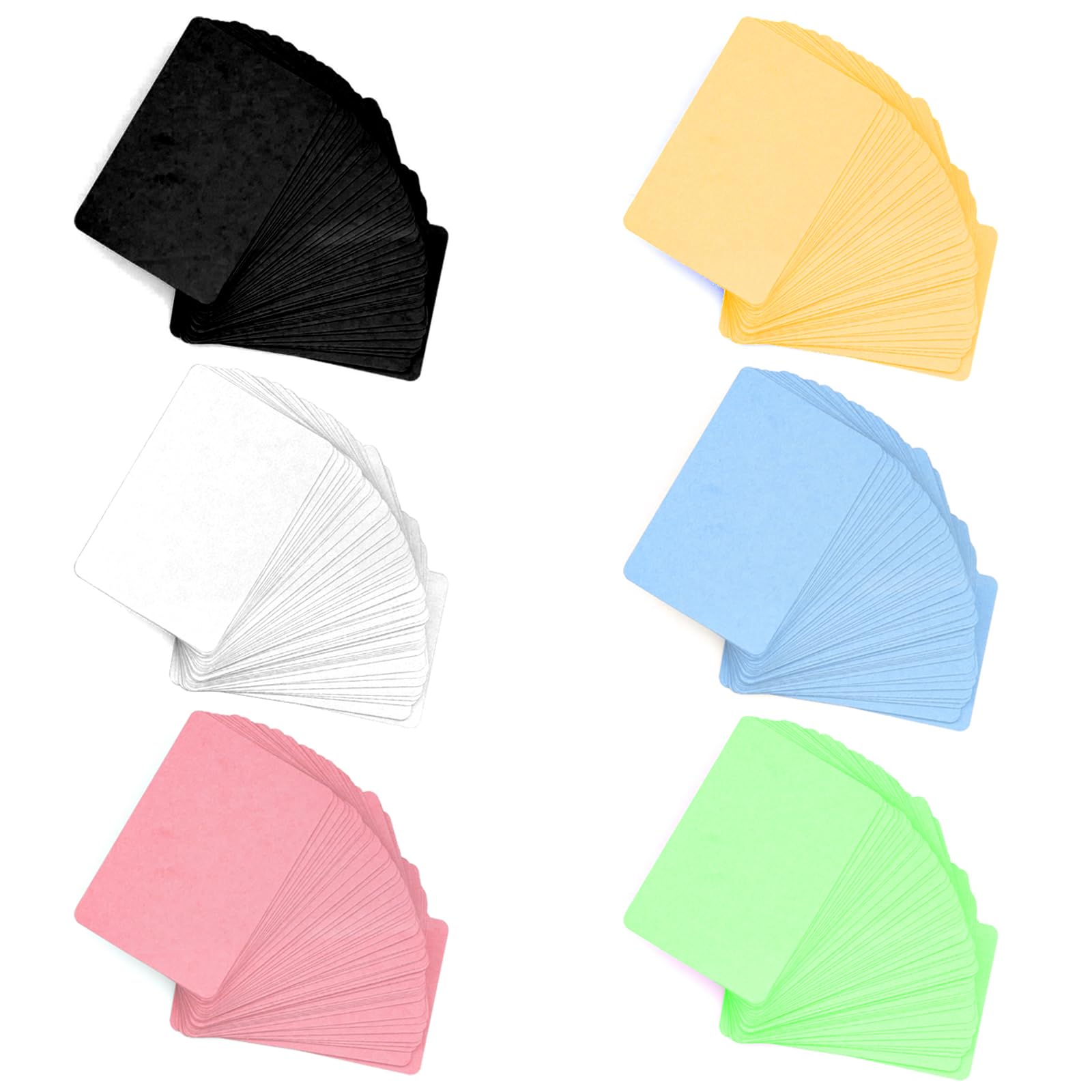 300 Blank Flash Cards Blank Business Cards, Kraft Message, Review Card Handmade for DIY Word Memory Notes Study Gift Labels Paper Card - White/Black/Pink/Yellow/Green/Blue