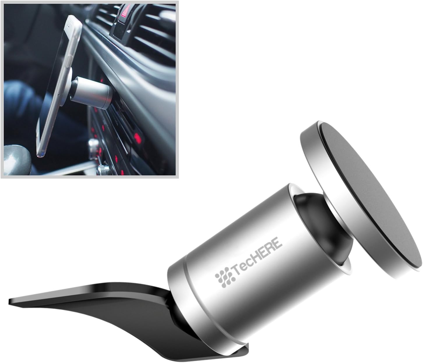 TecHERE CDMag - CD Slot Player Magnetic Universal Car Mount Holder for Mobile Phone / Smartphone - Fits iPhone 7 6s 6 5s 5c 5 4s, Samsung Galaxy S8 S7 S6 Edge Note, Motorola, LG, Huawei, Asus and other devices - High Quality Aluminum and Stylish Car Cradle - Adjustable with 360° Rotation