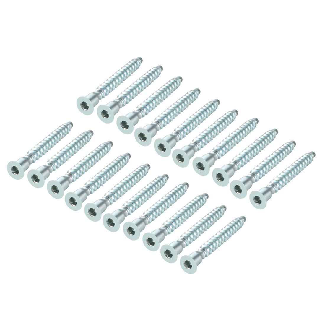 sourcing map Furniture Confirmat Screw 7x59mm Hex Socket Wood Screws Zinc Plated 20pcs — image 1