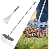 Altdorff Thatch Rake Adjustable 17"-63", Efficient Metal Leaf Rakes, Wide with 24 Durable Steel Tines, Lightweight Garden Thatching Rakes Used for Mulch ,Leaves, Debris, Pine Needles, Shrub, Gravel