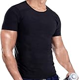 SKYWPOJU Men Sauna Heat Trapping T Shirt Waist Shaper Short Sleeve Top view 2