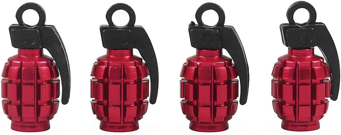 Dannisly Tire Valve Stem Caps, Valve Stem Caps Aluminum Chrome, Dust-Proof Car Tire Accessories, Pack of 4 (Red)