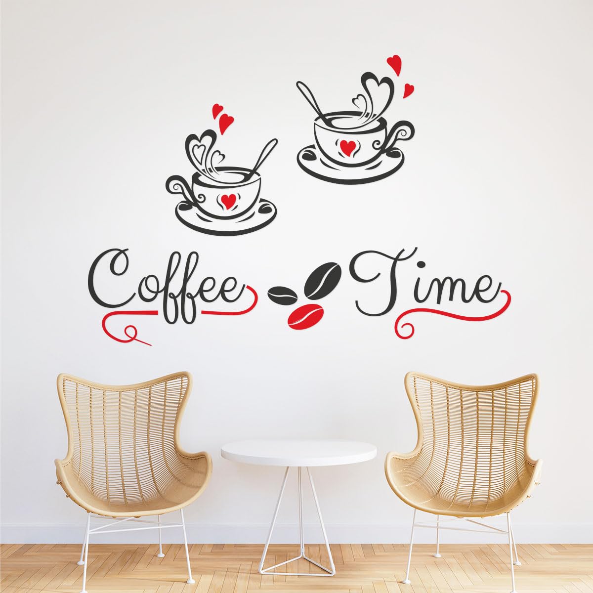 Gigio Store Wall Stickers Kitchen Wall Sticker Cups Coffee Writing Stickers Coffee Time Decor Vinyl PVC without background Cups Decal Love Restaurant Bar Caffe Living Room Wall Stickers Italian