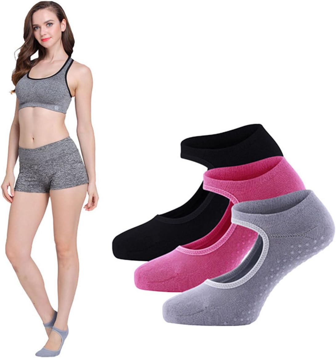 LIBRUONE Yoga Barre Socks Non Slip Skid for Barre Pilates Ballet Cotton Socks One Size 5-10