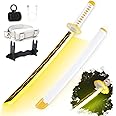 RENGENG Light Up Sword, 30 Inches Short for Kids, Rechargeable Pre-Assembled Plastic Replica with Belt & Stand & Spinner, Original Texture Sword
