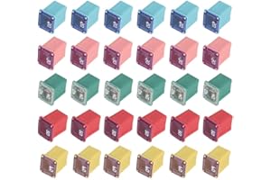 MNTACY 30 Pieces Jcase Fuse Assortment Kit Automotive Low Profile Box Shaped Micro Cartridge Fuses for Foreign and Domestic Pickup Trucks, Cars and SUVs