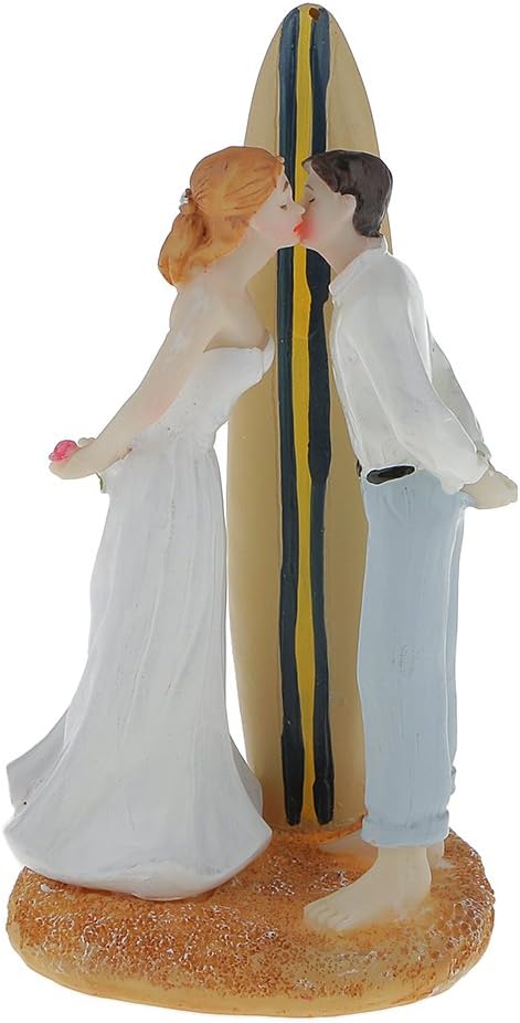 Napravi Rs Magideal Figurine De Couple Nouveau Marie Baiser Devant Planche De Surf Pour Mariage De Plage Patisserie Figurines Pour Gateaux