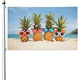 Ouqiuwa Funny Tropical Summer Beach Pineapples Flag, 3x5ft Polyester Banner with Grommets, Garden Yard House Flags Indoor and Outdoor Sport Decoration