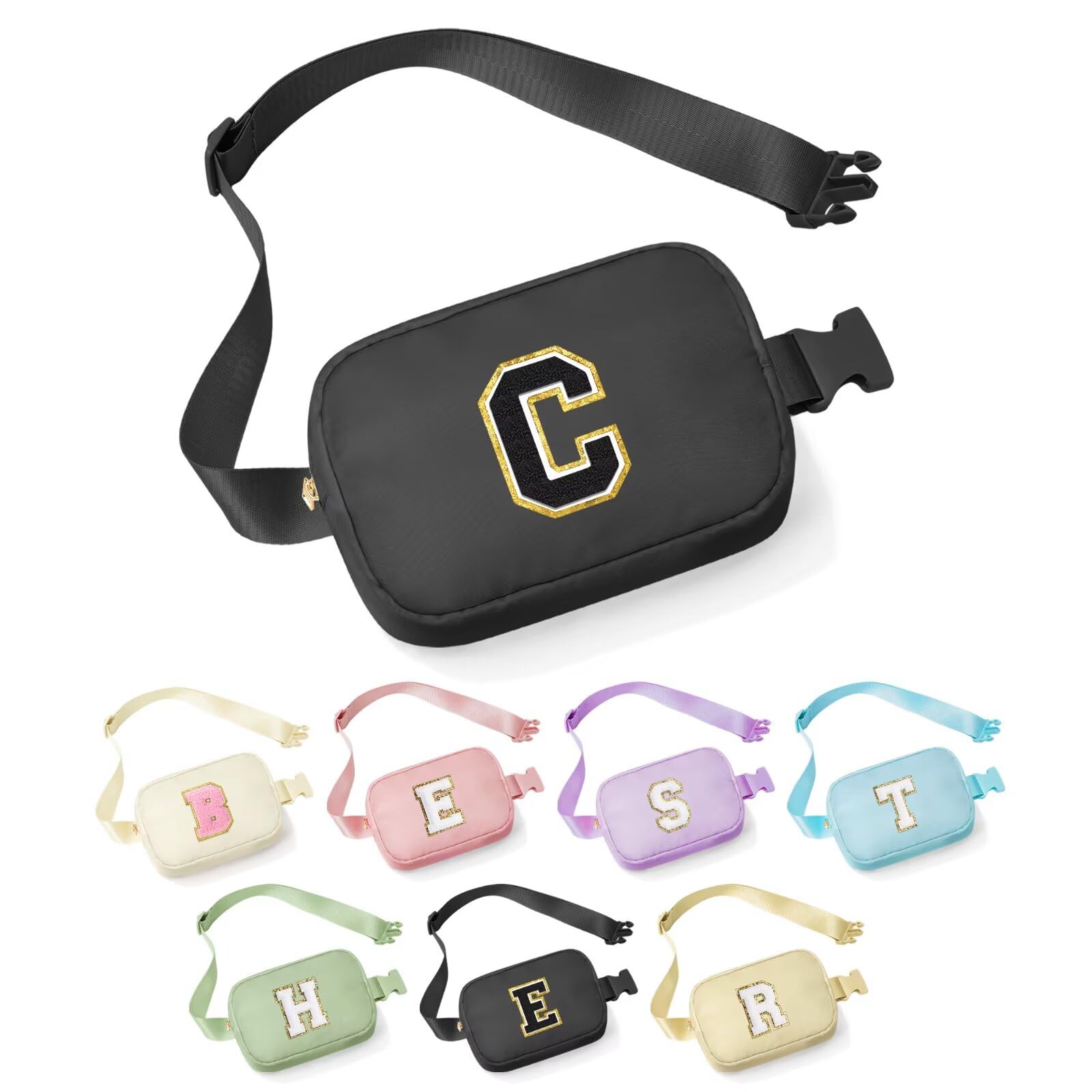 Photo 1 of **NEEDS A NEW ZIPPER** YOOLIFE Graduation Gifts for Boys - 4 5 6 7 8 9 Year Old Boy Birthday Gift, Fathers Gifts for Son, Black Initial Crossbody Bag Belt Bag C, Small