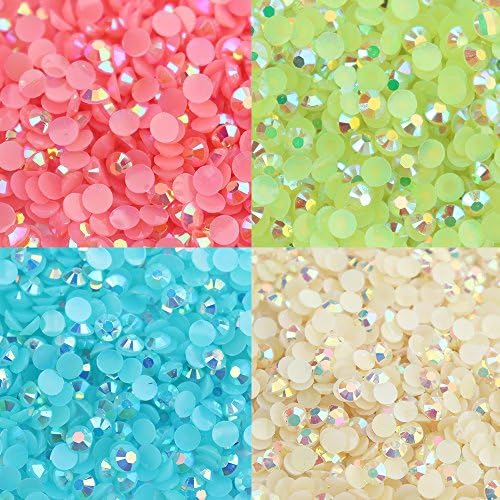 2880pcs/lot (720pcs/color) 4mm Flat Back Brilliant AB Round Resin Rhinestones (Mixed color 2)