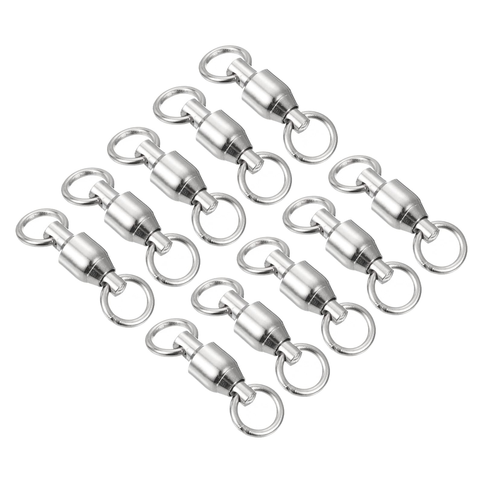 PATIKIL Ball Bearing Swivel, 10 Pack 167lb Carbon Steel Solid Welded Ring Fishing Tackle Connector, Silver