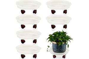 KvyusFlourish 6 Packs 13” Large Plant Caddy Plant Saucers on Wheels Rolling Plant Stands Heavy-Duty Plant Dolly Plastic Planter Roller Base Pot Movers Outdoor Plant Tray Coaster