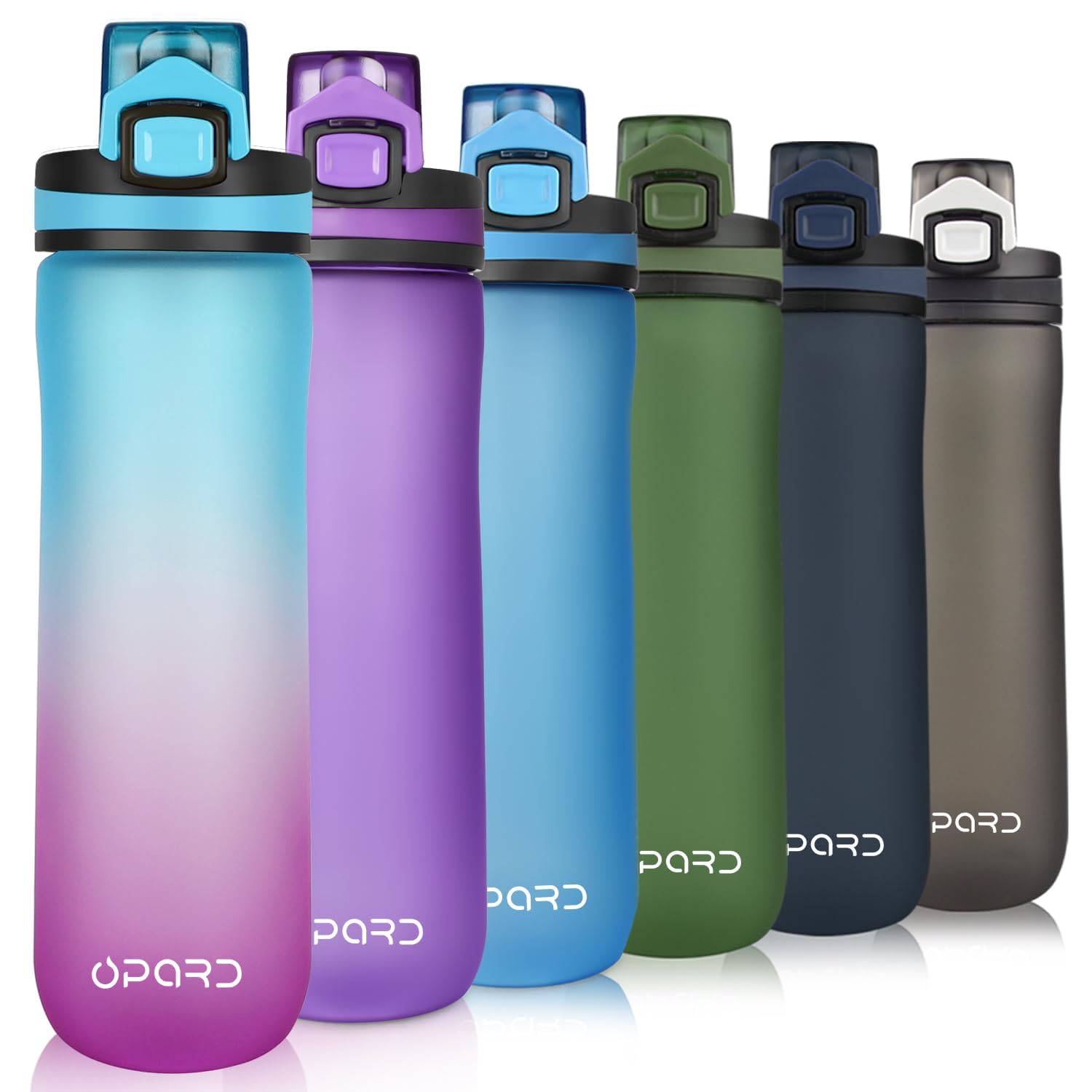 Opard Sports Water Bottle, 600ml BPA Free Non-Toxic Tritan Plastic Drinking Bottle with Leak Proof Flip Top Lid for Gym Yoga Fitness Camping — image 1