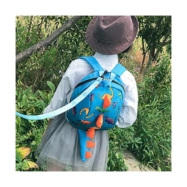 Zerodis Dinosaurier Rucksack Kinder Kinder Kleinkind Tasche Cartoon Rucksack Snack Lunchpaket Reiserucksack mit Sicherheitsgurt Leine für Vorschuljungen Mädchen(Blau) – Bild 8