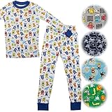 PLove Kids Two-Piece Organic Cotton Pajamas Little Boys Toddler PJS Pants Shirt