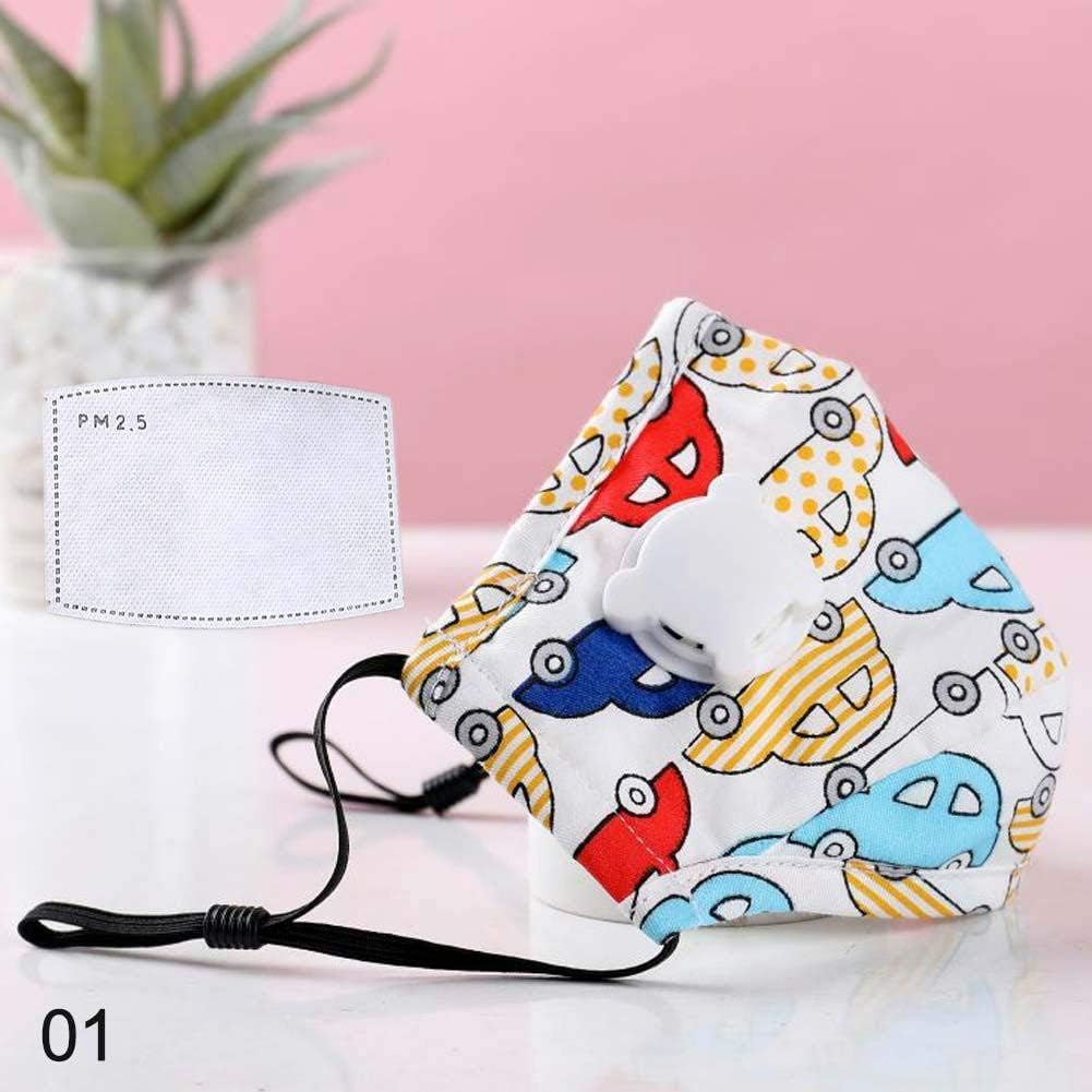 Julymoda 2 Pack Kids PM2.5 Cotton Mouth 𝐌𝐀𝐒𝐊 with Breath Valve Filter Papers 𝐌𝐀𝐒𝐊 Cloth Activated Carbon Filter Respirator 2Pc Filter Paper 1