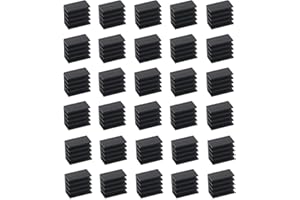 Lexziuo 30PCS Mini Aluminum Heat Sink Kit, Anodized Black Heatsink with Adhesive Thermal Tape for Voltage Regulator, RAMPS, 3