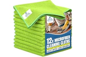 Dan River Micro Fiber Cloth for Cleaning Car - 12 Pack (12"x12") Ultra Absorbent, Lint-Free Microfiber Towel, Kitchen Rags, H