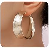 Chunky Gold Hoop Earrings for Women Trendy Statement Wide Loop Earrings Charm Silver Huggie Earring Simple Everyday Jewelry Accessories Gifts