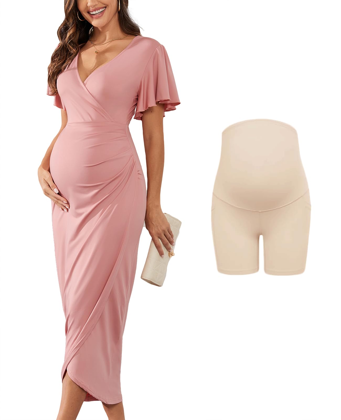 Mother Of The Bride Orange Dress Elegant V Neck Ruffle Sleeves Back Zip Knee Length Mother Of The Bride Dresses