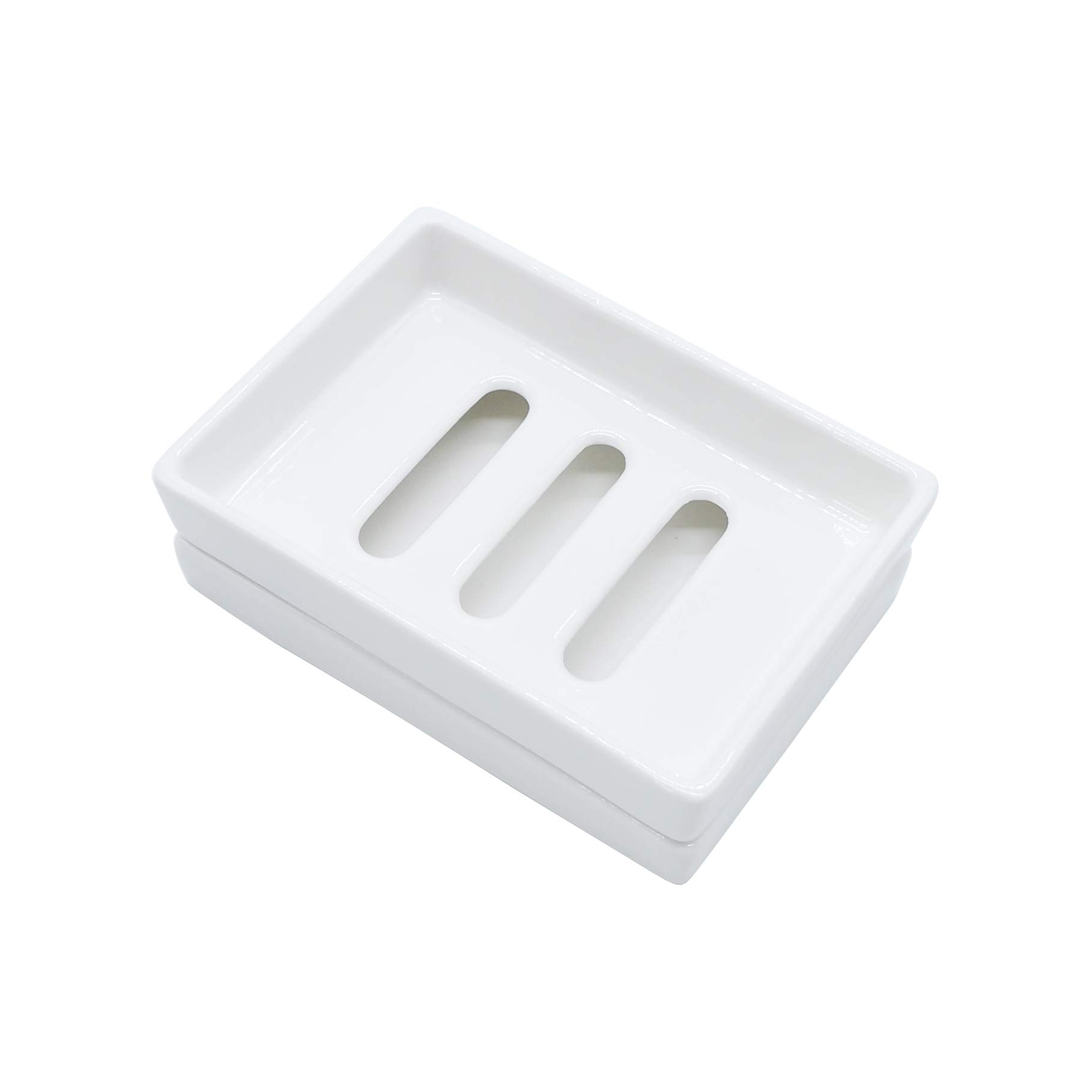 Ceramic Soap Dish Soap Holder for Bathroom and Shower Double Layer Draining Soap Dish Tray