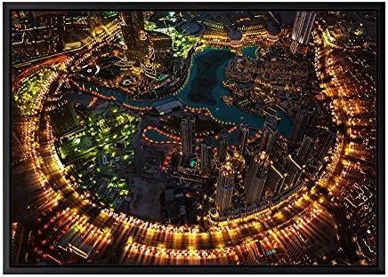 Beautiful City Of Dubai (Db003) Black Wooden Frame Art Print Canvas Poster, Home Wall Decor(16x24x1.4 inch)