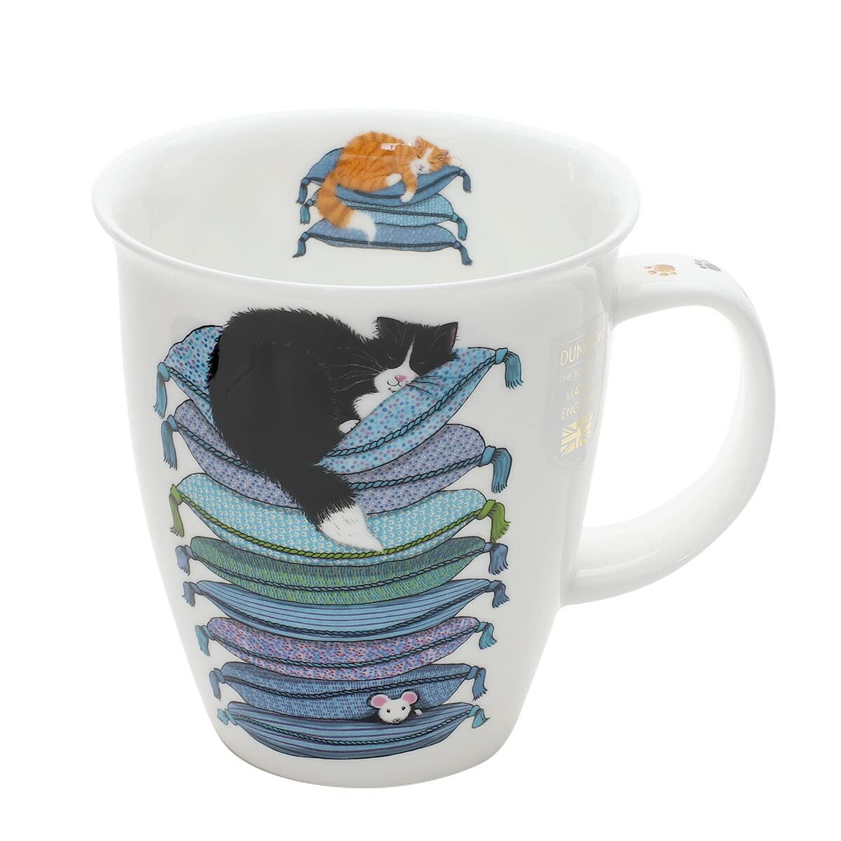 Dunoon NE-SLEC-BL Sleepy Cats Blue Bone China Mug - Nevis Shape 0.48l