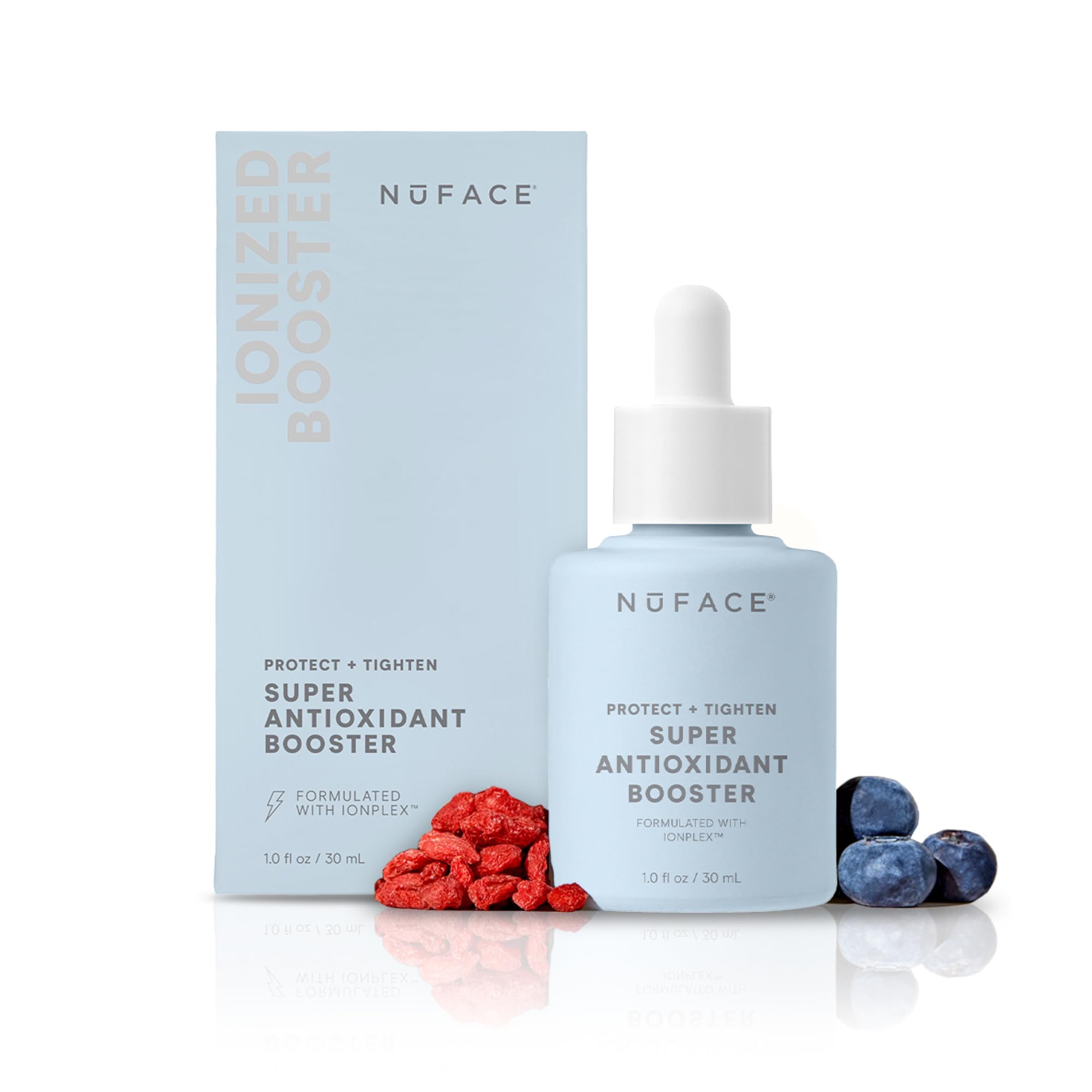 NuFACE Super Booster Antioxidant Serum - Skin Firming & Brightening Serum to Shield and Protect Against Blue Light - Firming Facial Serum for Enhancing NuFACE Microcurrent Device Results (1 oz)
