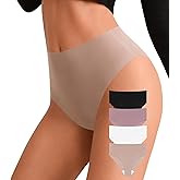 ASIMOON High Waisted Seamless Womens Bikini Underwear No Show Postpartum High Cut Cheeky Ladies Panties 4 Pack