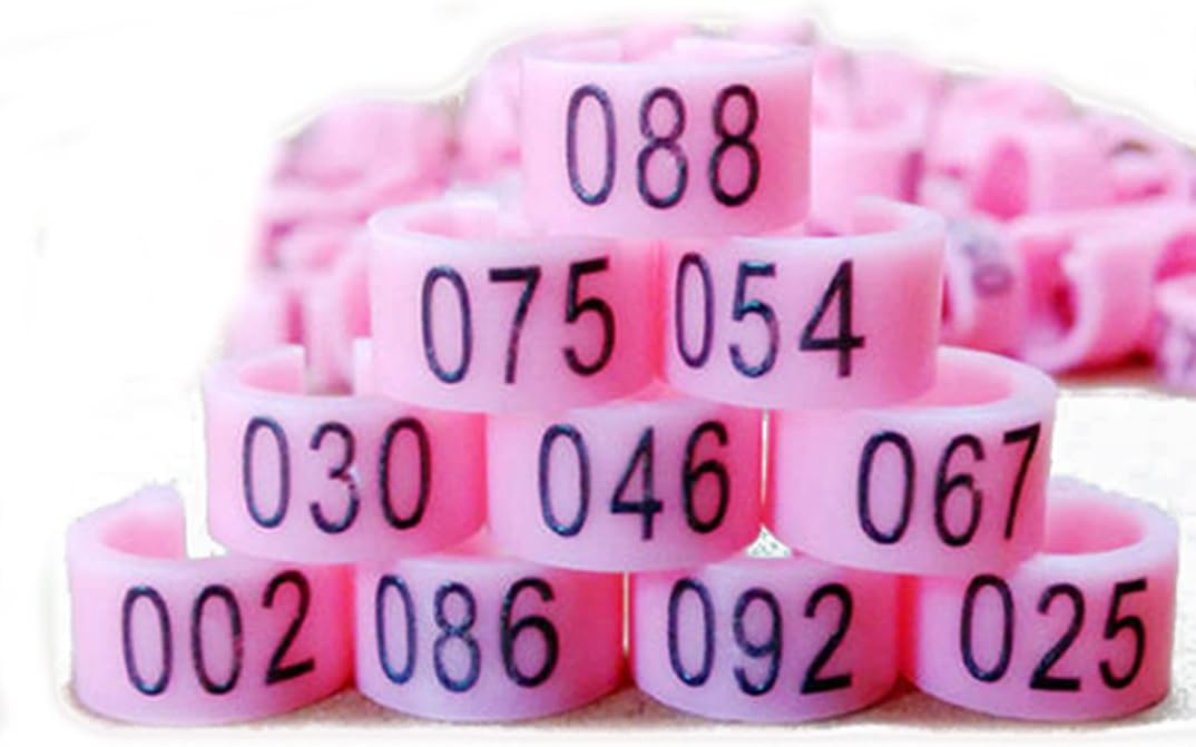 YZJ New 100 Pcs 8mm 1-100 Numbered Poultry Leg Bands Bird Pigeon Duck Rings Clip
