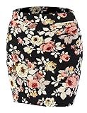 Doublju Stetch Knit Bodycon Mini Skirt (Made In USA / Plus size available) BLACKPRINT LARGE