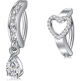 AVYRING 14G Stainless Steel Belly Button Rings for Women 10mm 3/8'' Barbell Belly Button Ring Hoop Clicker Opal Pink Heart CZ Silver Gold Navel Piercing Jewelry