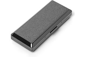 EYIDADAE Metal Cigarette Case, Portable Double Sided Spring Clip, Holds 10 Cigarettes, Suitable for Self-Sealed Cigarettes, 100mm, Vines Gun Black