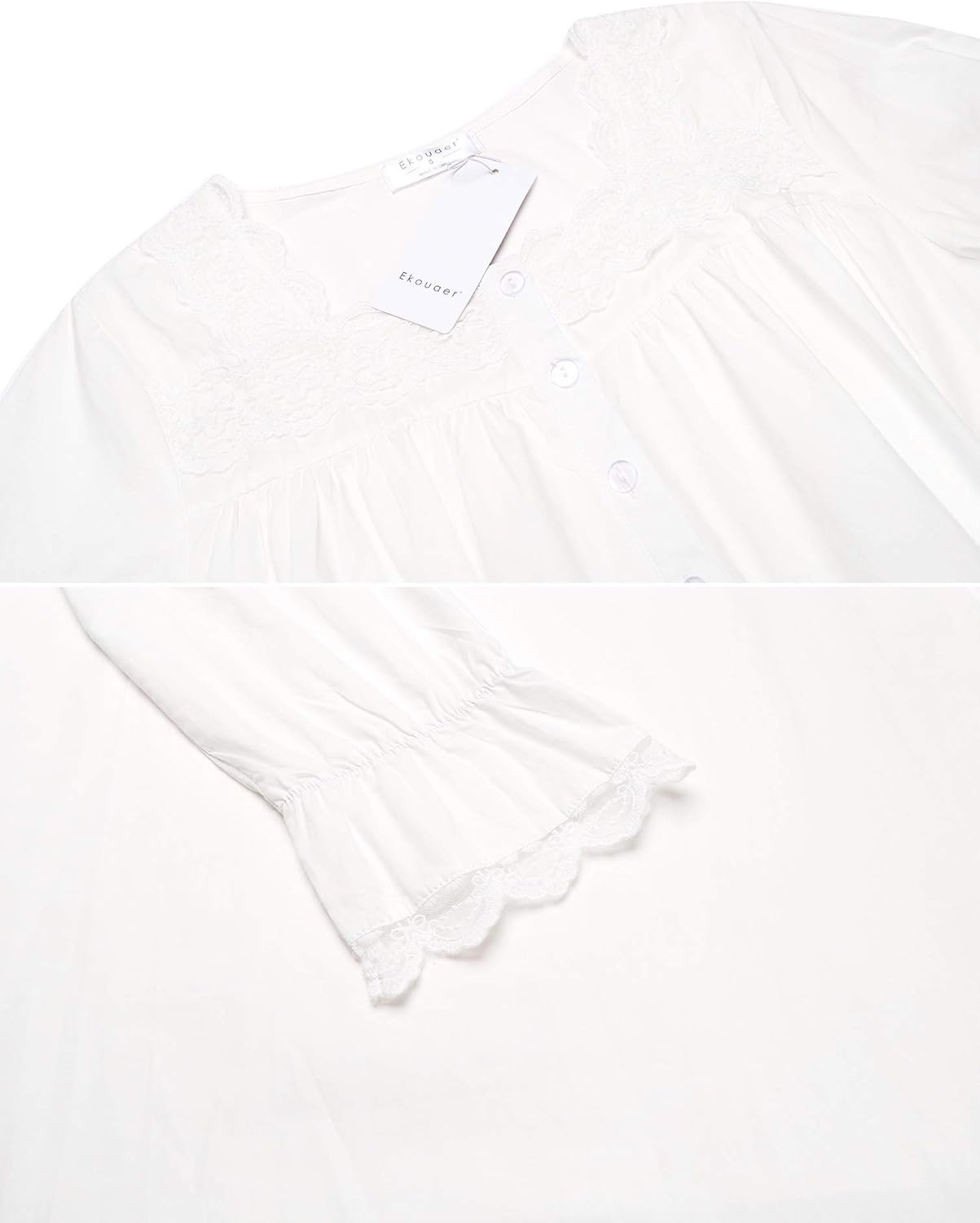 Ekouaer Sleepwear Victorian Nightgown Cotton Sleepshirt Long Sleeve Pajama Dress Vintage Loungewear for Women at  Women’s Clothing store