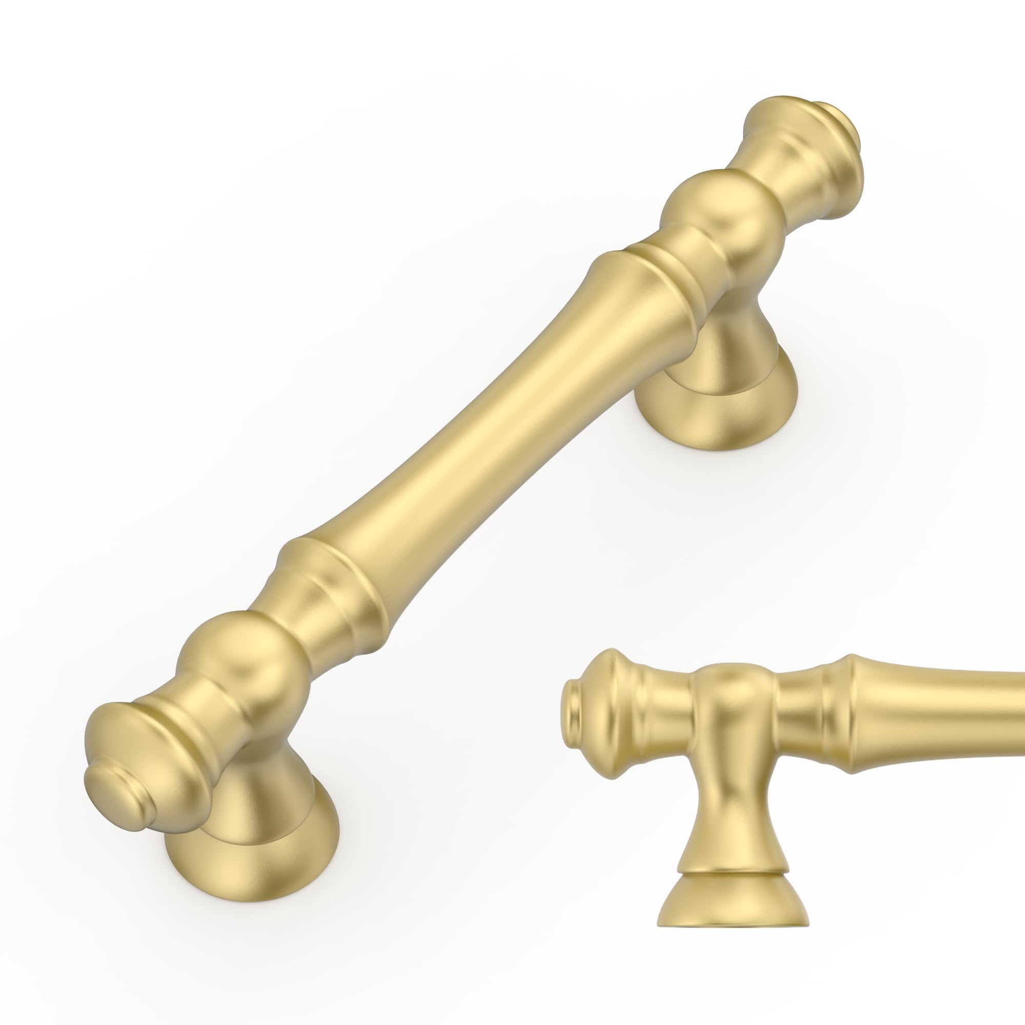Photo 1 of Amerdeco 10 Pack Brushed Gold Cabinet Pulls 3 Inch(76mm) Hole Center Cabinet Hardware Kitchen Handles for Bathroom Drawer Pulls ZH0014