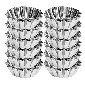Menax – Individuele Aluminium Gekrulde Custardschaal – Set van 12 – Roestvrij Staal – Mini-Taartvorm – Vormpjes voor…