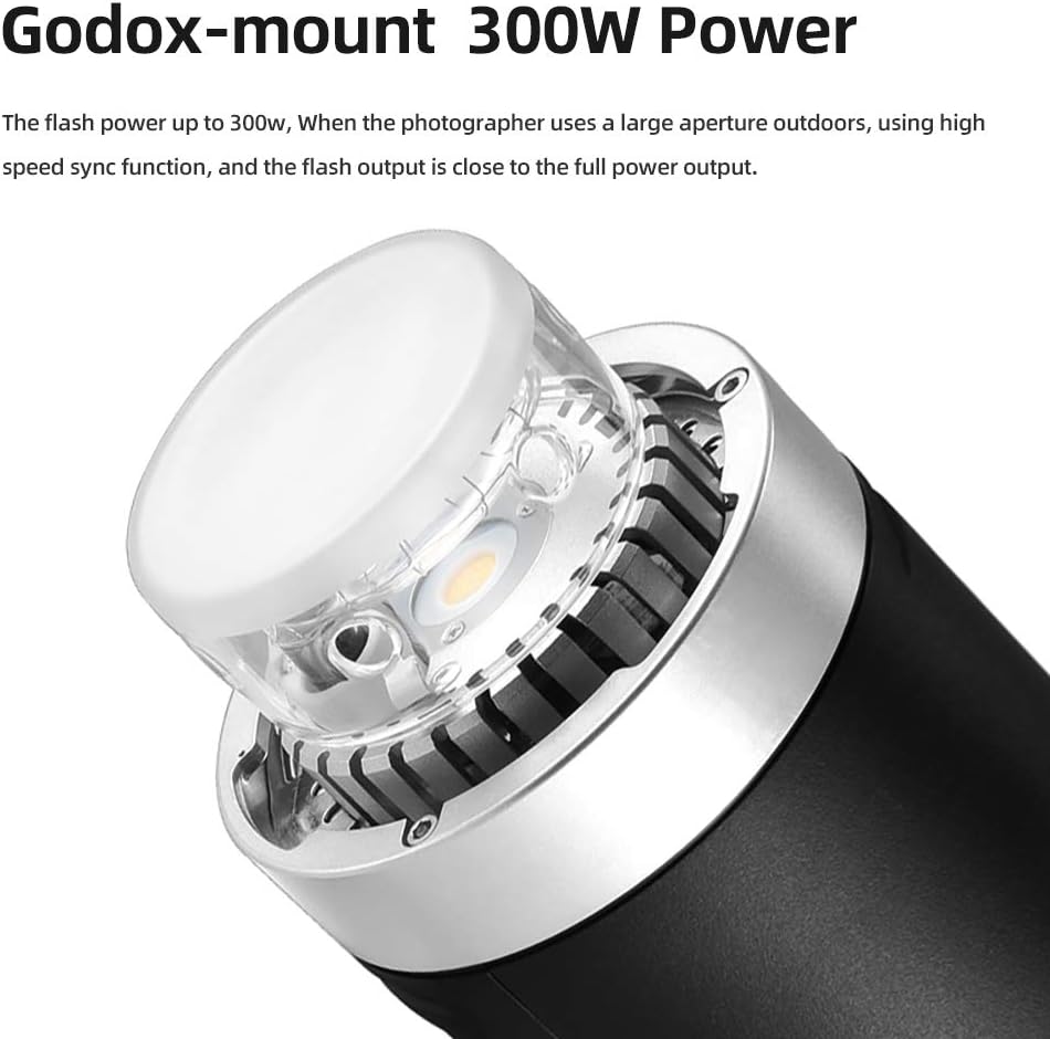 Godox AD300Pro AD300 Pro II AD300ProII 300Ws Outdoor Flash,12W Bi-Color 2800K-6000K,2.4G Wireless X System,TTL HSS 1/8000s,0.01s~1.5s Recycle Time,1/1 to 1/512 10 Power Steps(AD300Pro Update) - Image 4