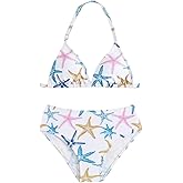 RoseSeek Girl's 2 Piece Graphic Starfish Bathing Suit Halter Triangle Swimsuit Cute Beachwear Bikini Sets