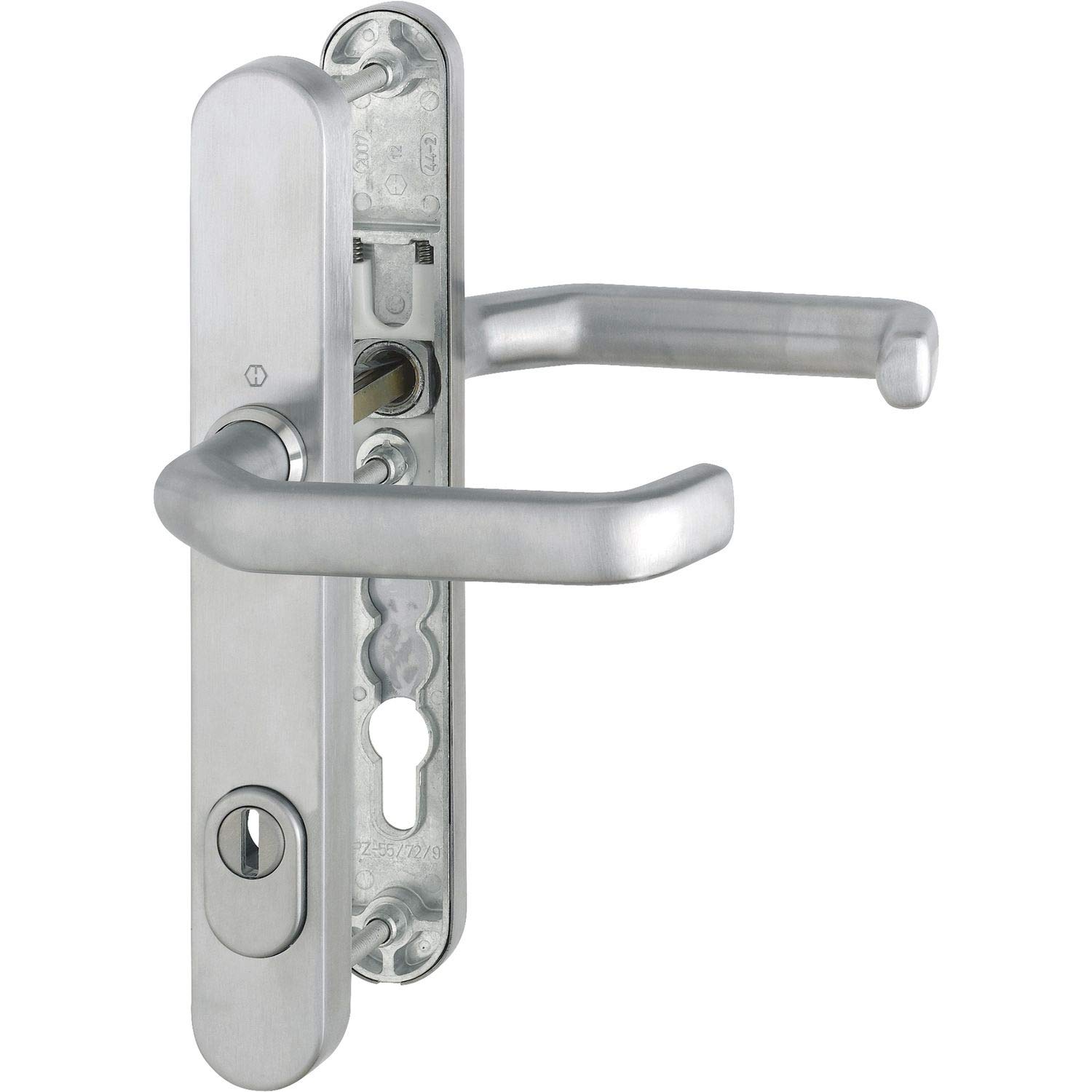 HOPPE Liverpool Door Handle Set Narrow Plate PZ, Door Thickness 77-82, 15, Stainless Steel