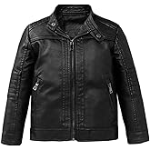 Boys Stand Collar Leather Jackets Kids Spring Fall Faux Leather Motorcycle Coats for 3-12Years