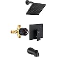 Esnbia Shower Tub Kit, Tub and Shower Faucet Set（Valve Included) with 6-Inch Rain Shower Head and Tub Spout, Single-Handle Tu
