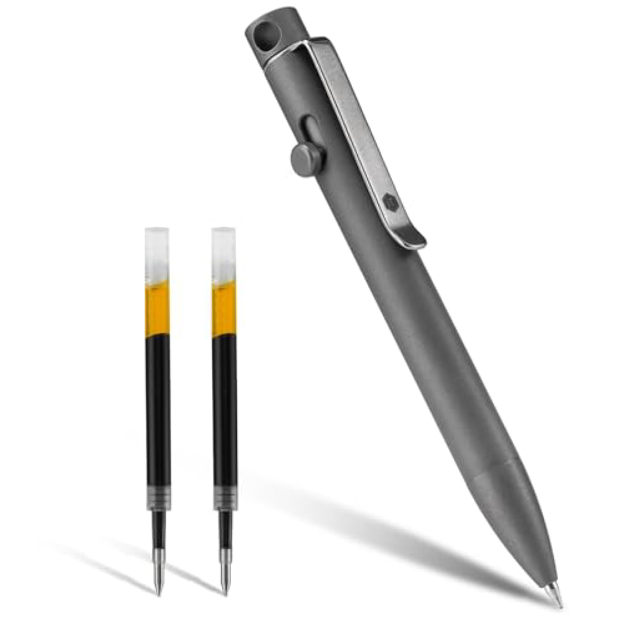 KeyUnity KP03 Ballpoint Pen with Clip, EDC Pocket Pen Titanium Alloy Retractable Ballpoint Pen for Daily Use, (Stonewashed)