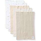Burts Bees Baby Infant Burp Cloths, 100% Organic Cotton Extra Absorbent Soft Fabric Drool Cloths, 5-Pack Newborn Must-Have Essential Large Burping Cloths, One Size 17 x 11.75 Inches